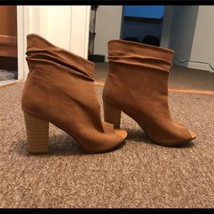 Brown open toes booties